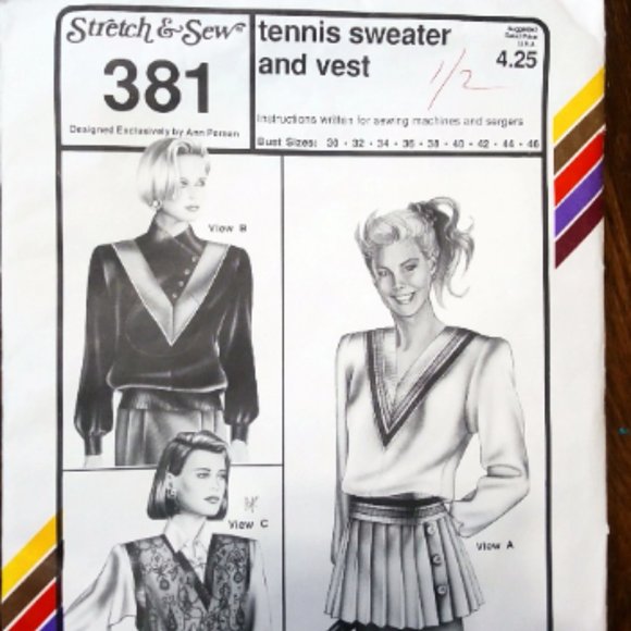 Hand Crafted Office Stretch Sew Sewing Pattern Uncut Factory Folded Womens Tennis Sweater